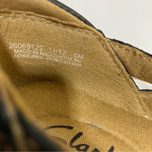 CLARK’S Shoes Leather Slip-On Loafers Size 6M Black Soft Footbed Comfort Shoes - Picture 14 of 16